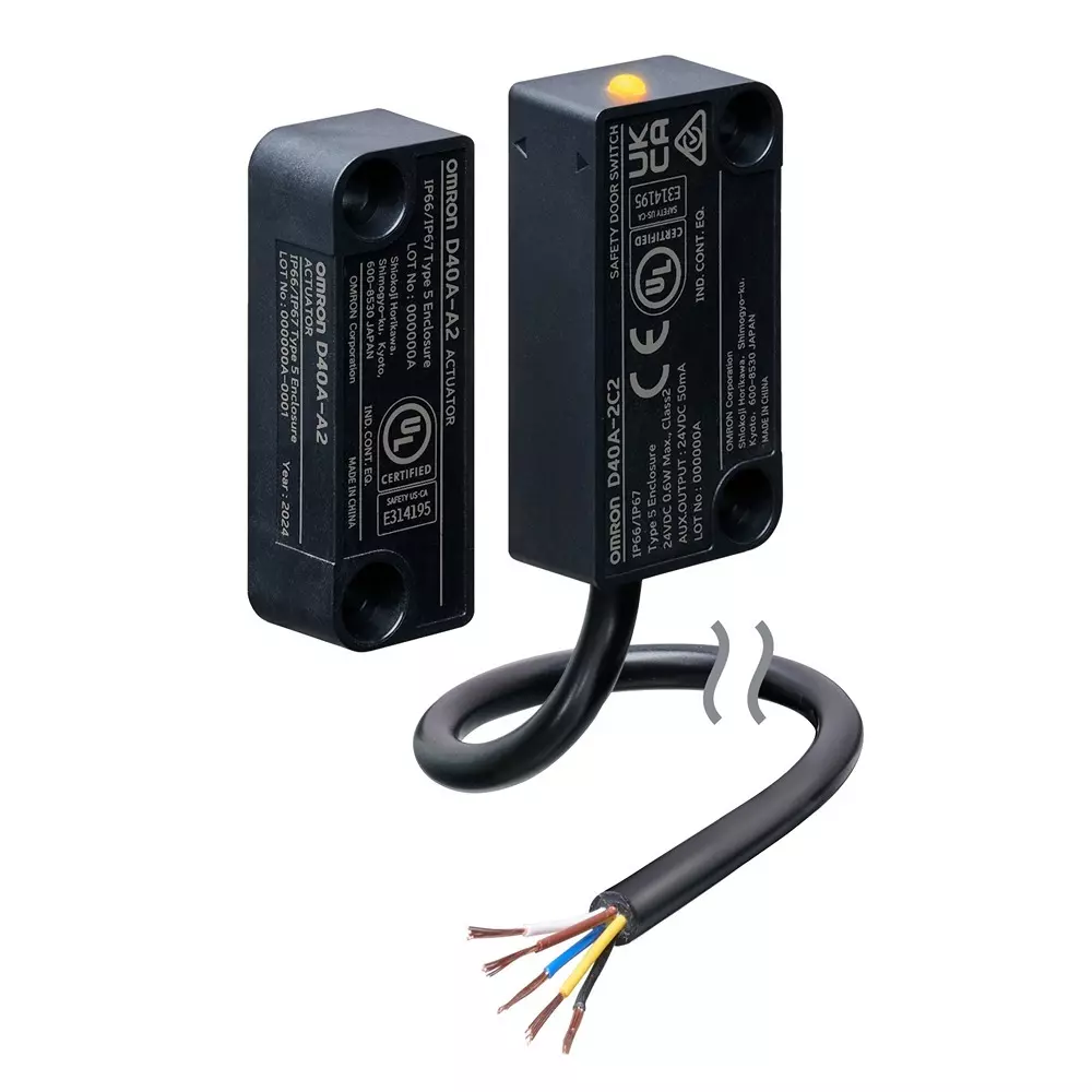 Omron Non-contact Safety Door Switch D40A-2 1 Aux Output PNP Transistors Output 24 VDC 50 mA 2 m Cable, D40A7002A