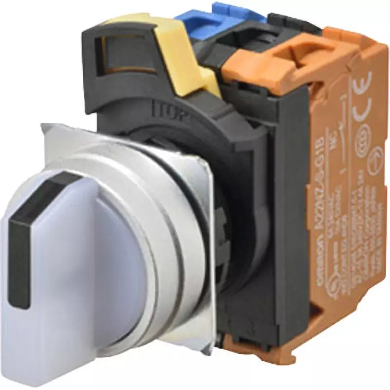 Omron Push-in Plus Terminal Block Selector Switch White Button 3 Notches 2B Contact Configuration With Φ22 mm Mounting Hole Diameter, A22NW-3MB-TWA-P202