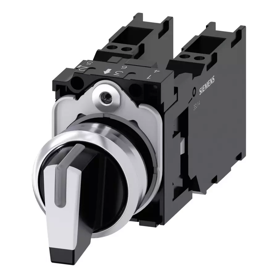 Siemens Selector Switch - Illuminated 3 Positions, 3SU1150-2BM60-3LA0