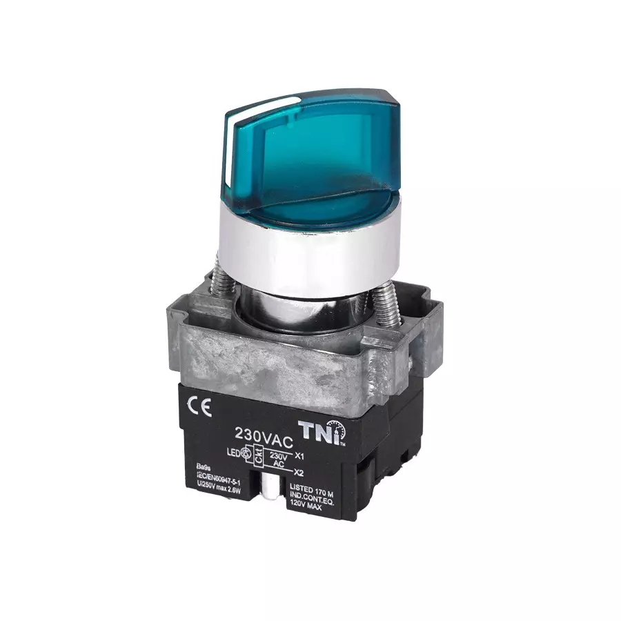 TNI Illuminated Selector 2 Way Green Color 22.5 mm Cut Out Diameter and 24 V DC Voltage, SA2-IL-D24-G