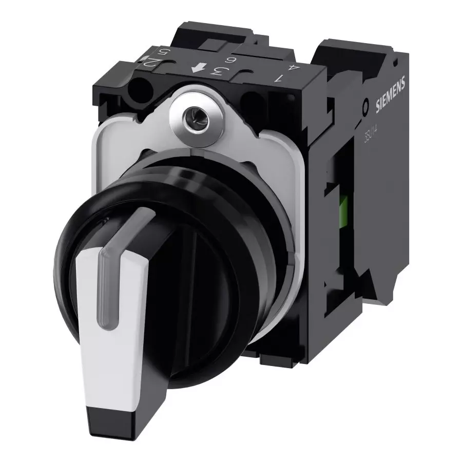 Siemens Selector Switch - Illuminated 3 Positions, 3SU1100-2BM60-3NA0