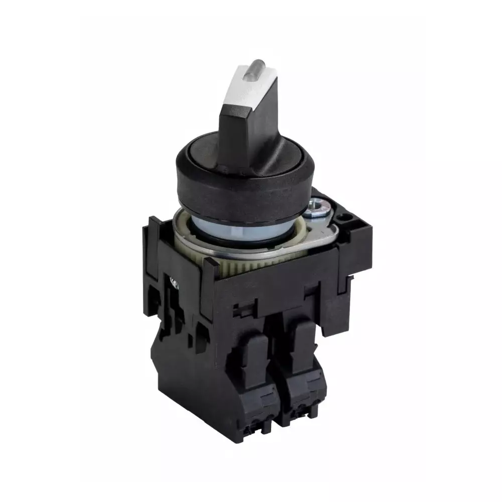 Siemens Short Black Handle Selector Switch - (SPDT) 22mm Cutout Diameter, Illuminated 2 Positions, 3SU1100-2BF60-3MA0