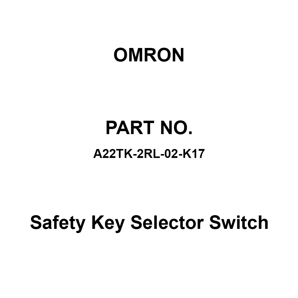 Omron Safety Key Selector Switch 2B Contact Configuration, A22TK-2RL-02-K17