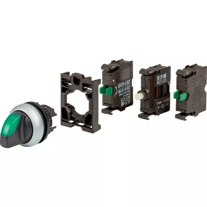 EATON Toggle Selector Switch - (2 NO) 22.5 mm Cutout Diameter, Illuminated 3 Positions, 110925 M22-WRLK3-G-2K10LED-BVP