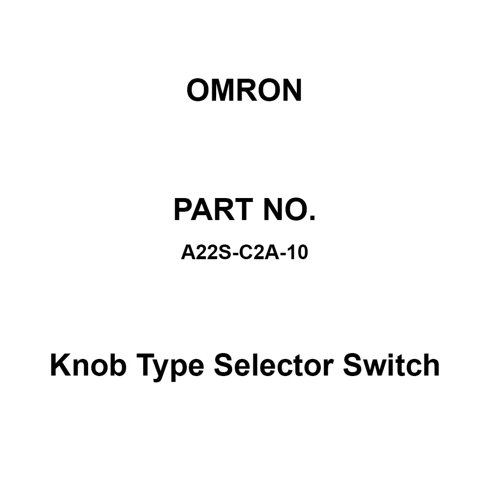 Omron Knob Type Selector Switch 100 mΩ Or More with DC 500 V Mega, A22S-C2A-10