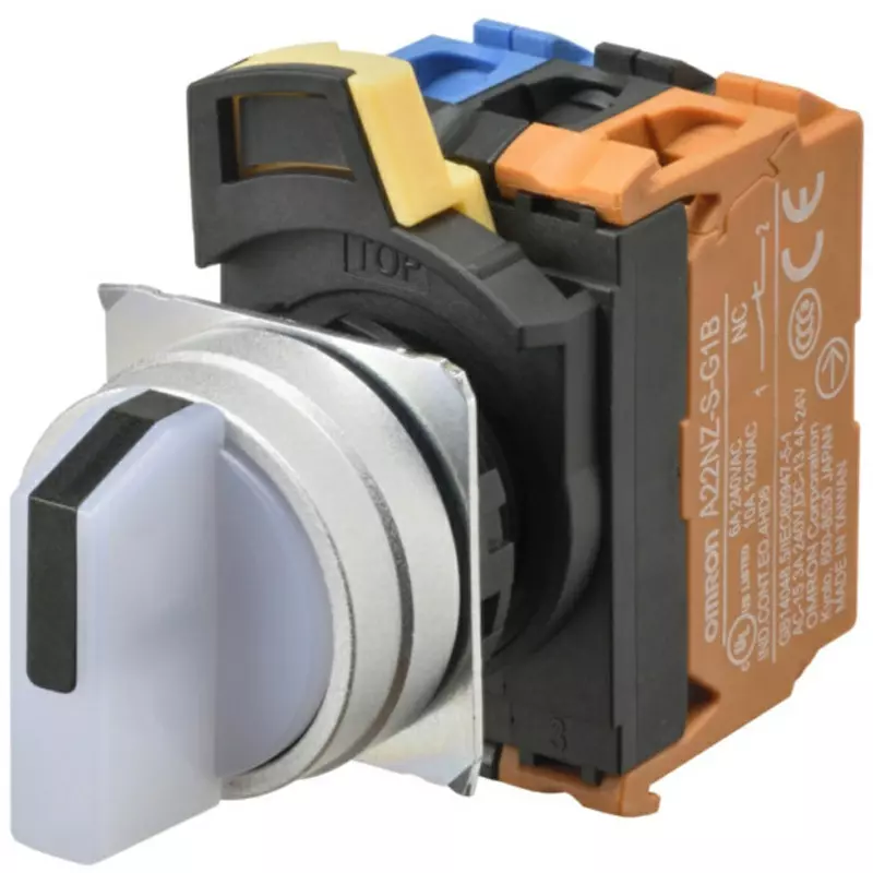 Omron Screw Terminal M3.5 Selector Switch Φ22 mm Yellow, A22NW-2MM-TWA-G202-YC