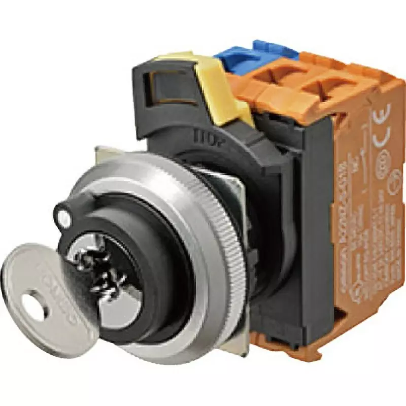 Omron Key Type Selector Switch Push-in Plus Terminal Block 2 Notches Φ30 mm Mounting Hole Diameter, A30NK-2MM-01BA