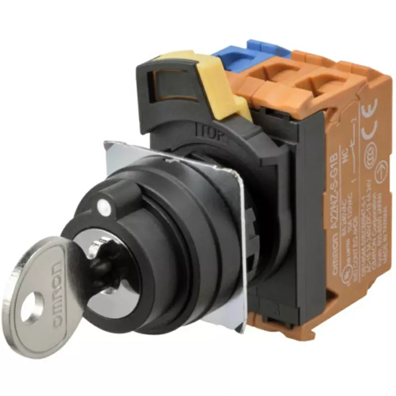 Omron Key Type Selector Switch Round Screw Terminal (M3.5) 3 Notches Φ22 mm Mounting Hole Diameter, A22NK-3BM-01DA
