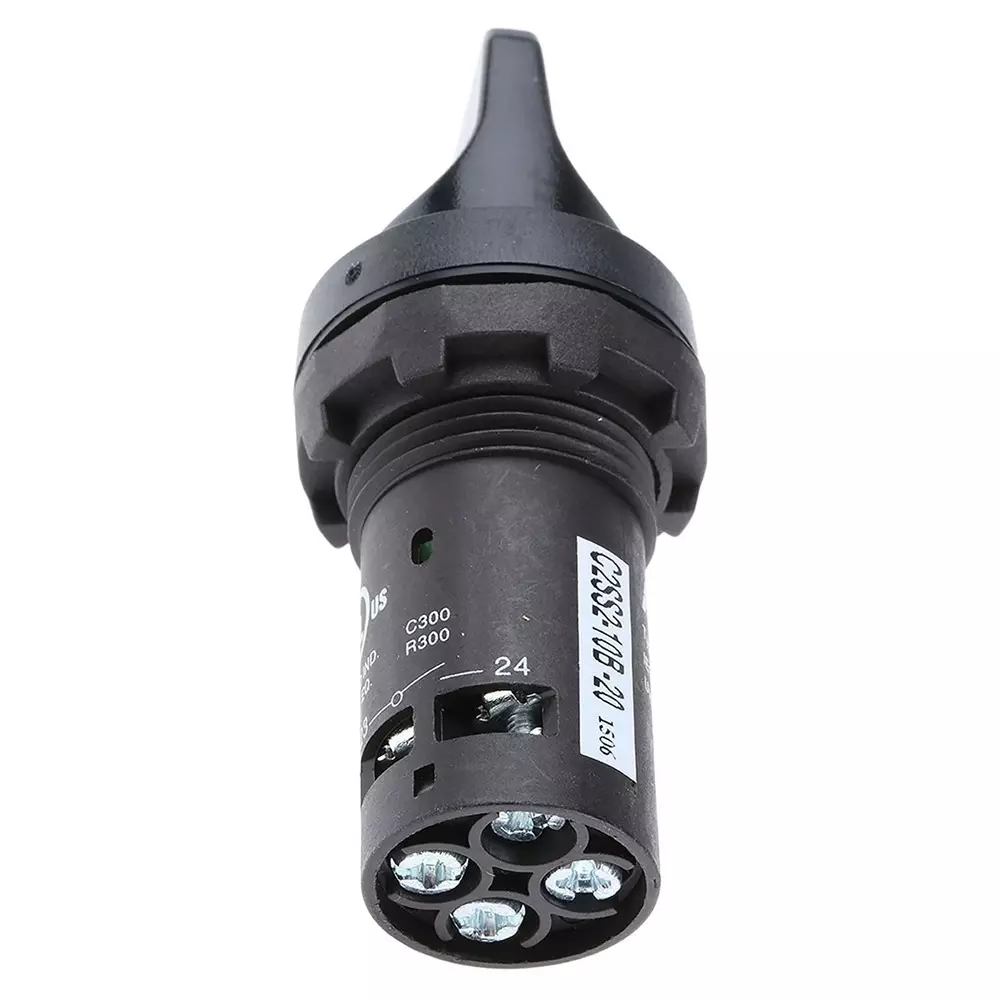 ABB Short Handle Black Selector Switch - (SPST) 22mm Cutout Diameter 2 Positions, 1SFA619201R1026C2SS2-10B-20
