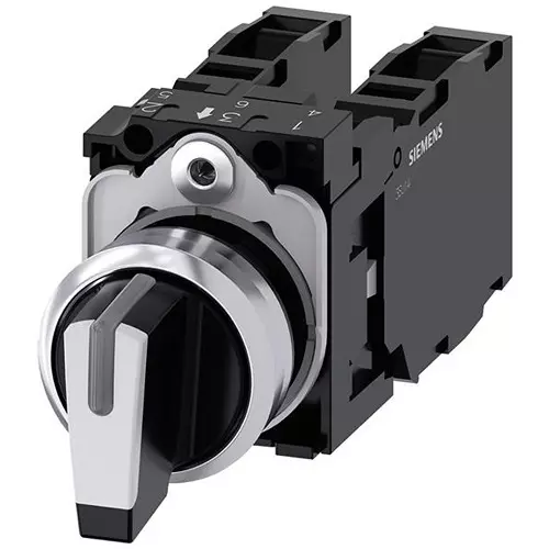 Siemens Panel Mount Selector Switch 4PST-2NO/2NC Illuminated 10 Amp, 982-3SU11502BM601LA0