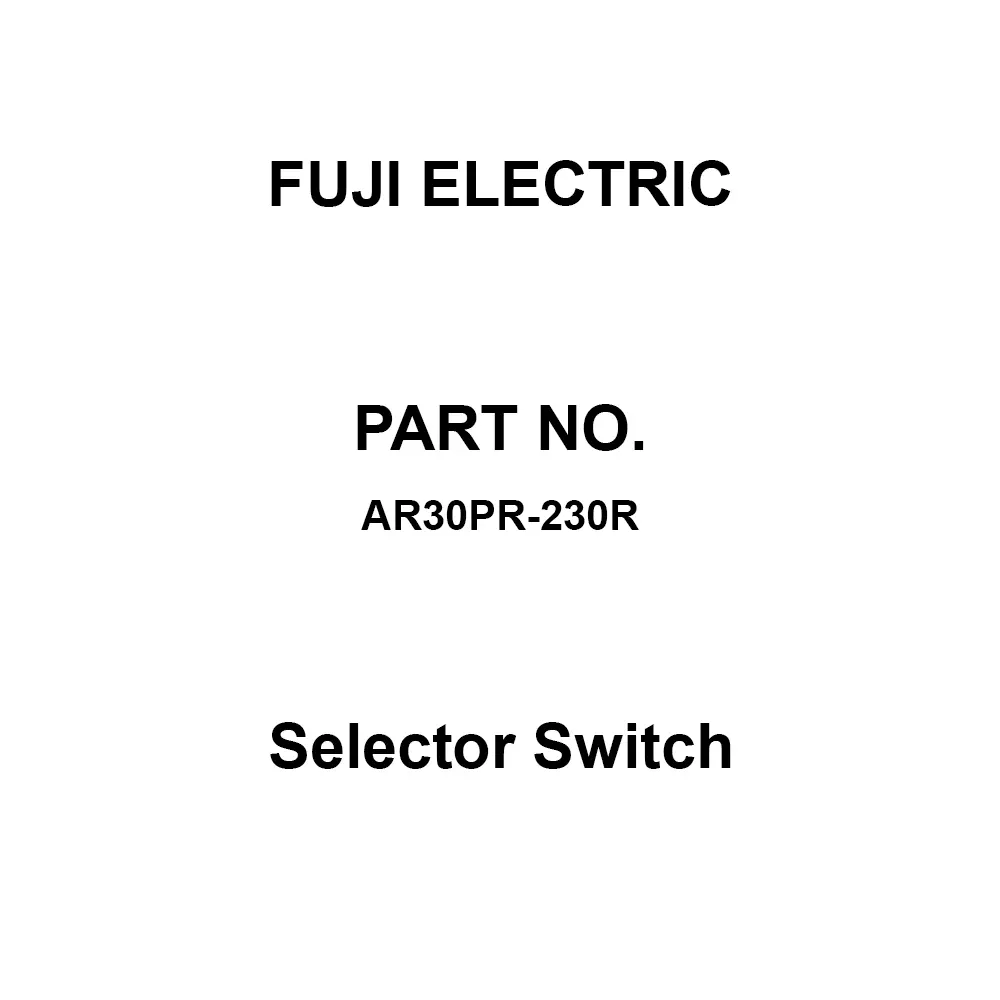 Fuji Electric Selector Switch AC/DC 600 V Rated Insulation Voltage, AR30PR-230R
