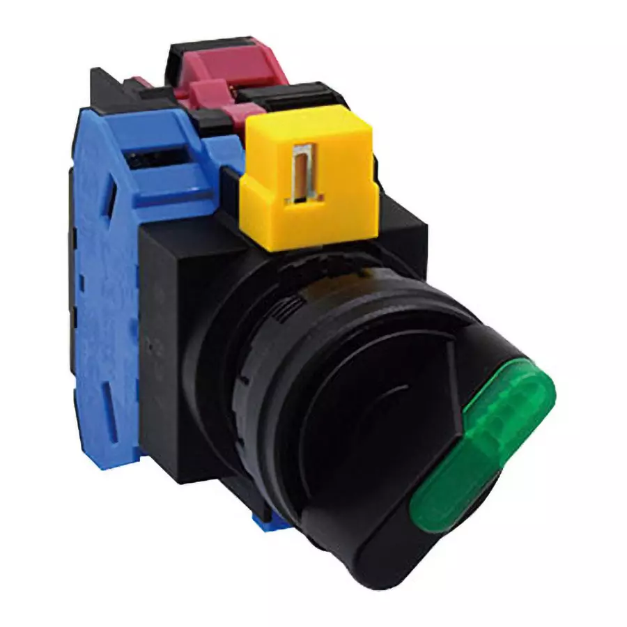 IDEC HW Series Illuminated Selector Switch LED 90° 2 Notch/60° 2 Notch 22 mm Diameter, HW1F-211Q2G