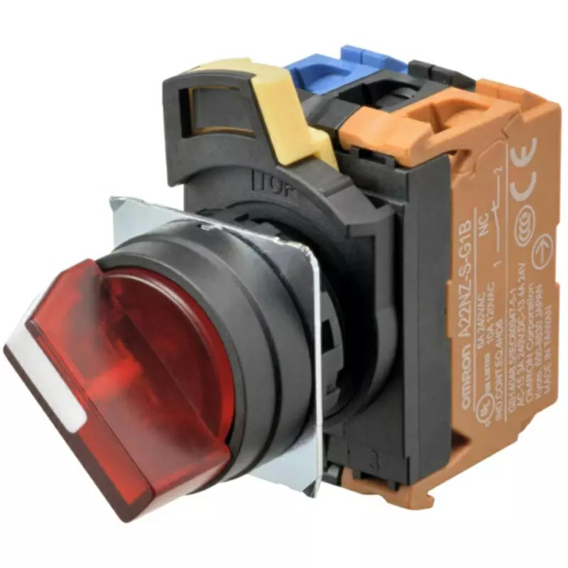 Omron Transparent Type Selector Switch 2 Notches 1A Φ22 mm Mounting Hole Diameter, A22NW-2BL-TRA-G100-RD