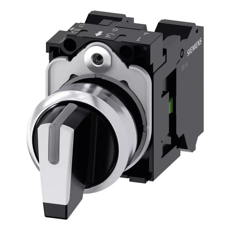 Siemens Selector Switch - Illuminated 3 Positions, 3SU1150-2BM60-3NA0