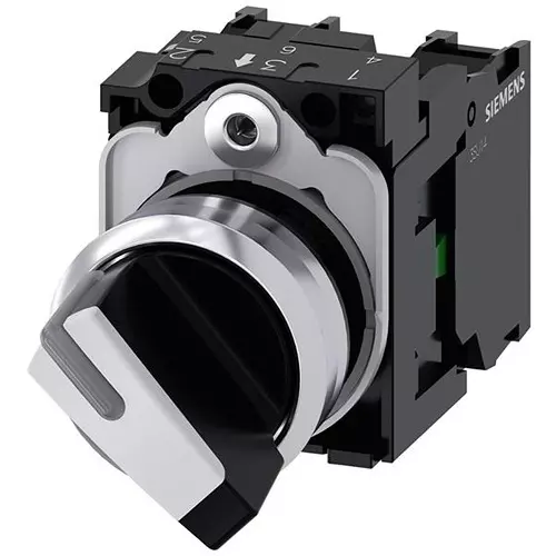Siemens Panel Mount Selector Switch DPST-NO/NC Illuminated 10 Amp, 982-3SU11502BF601MA0