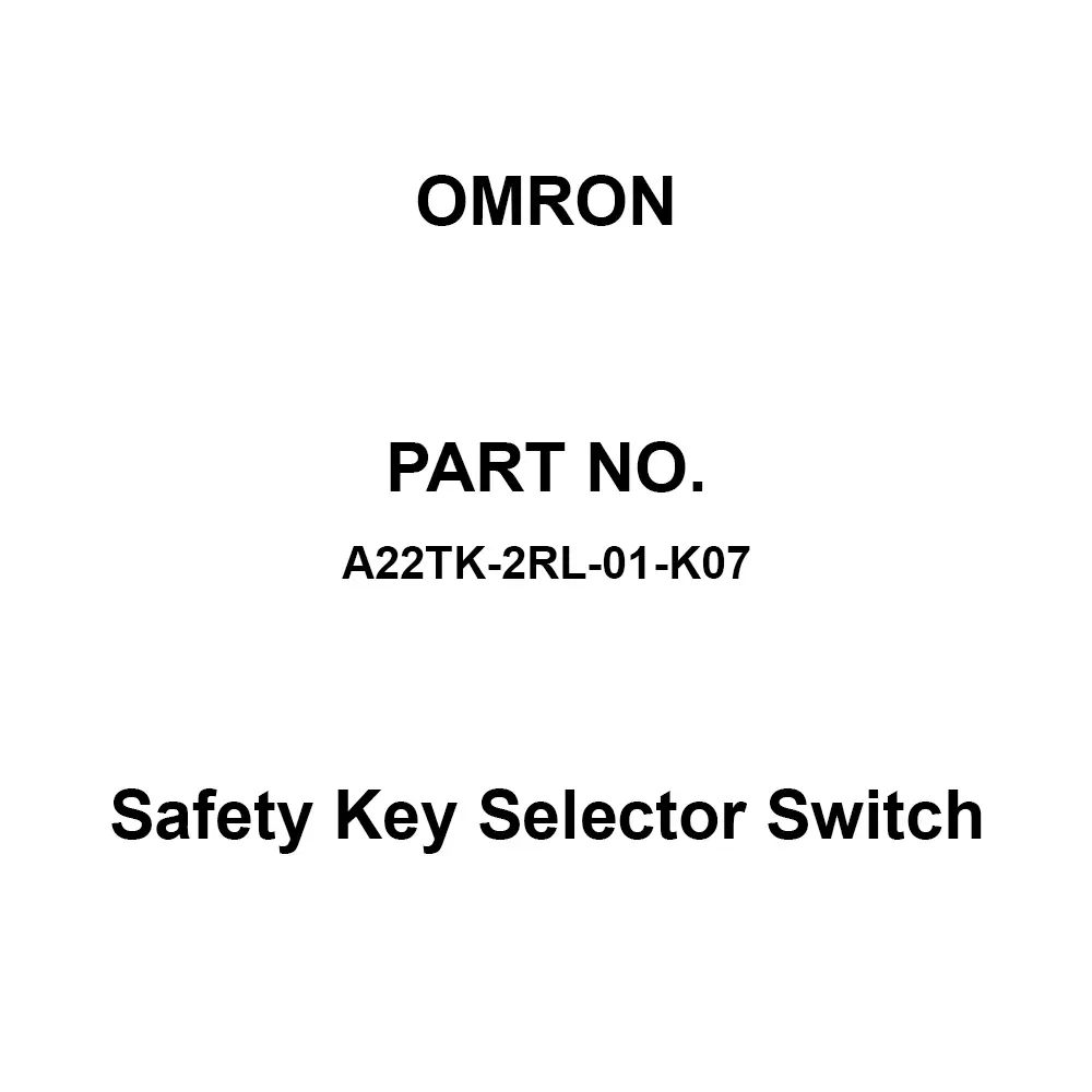 Omron Safety Key Selector Switch 1B Contact Configuration, A22TK-2RL-01-K07