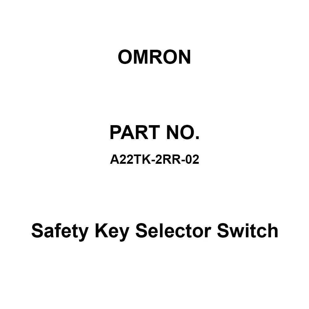 Omron Safety Key Selector Switch 2B Contact Configuration, A22TK-2RR-02