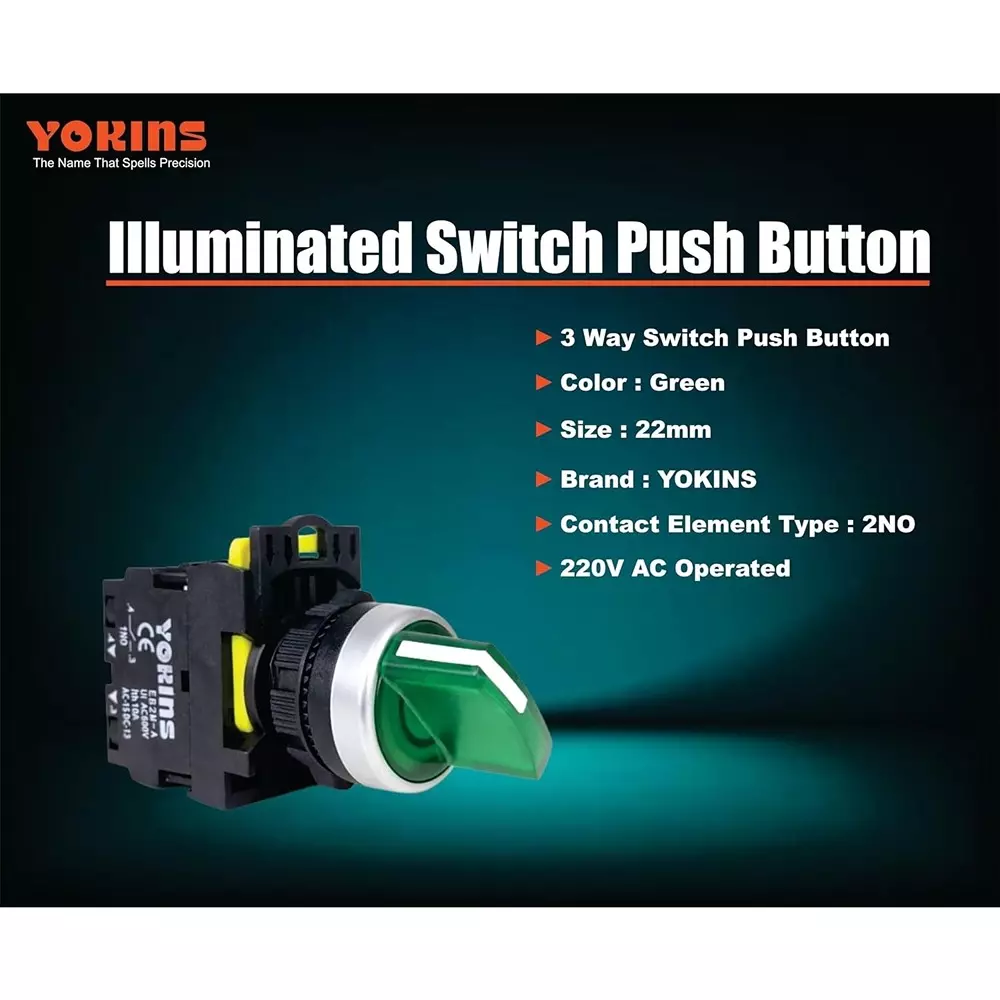 yokins-illuminated-selector-switch-3-way-2no-contact-22-mm-mounting-hole-diameter-220-v-ac-operating-voltage-green-eb2m-a-20xd