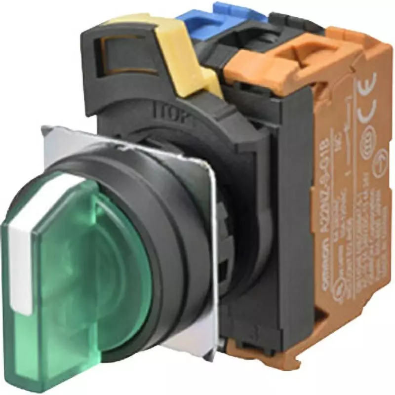 Omron Screw Terminal M3.5 Selector Switch Φ22 mm Green, A22NW-3BB-TGA-G102-GB
