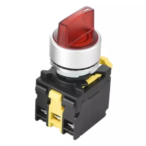 Sibass Electric Selector Switch with Lamp LA Series Red Color 3 Position Standard Handle 22.5 mm Dia. With CE Mark, SE-LAY38-11DX-31 (Pack of 500)