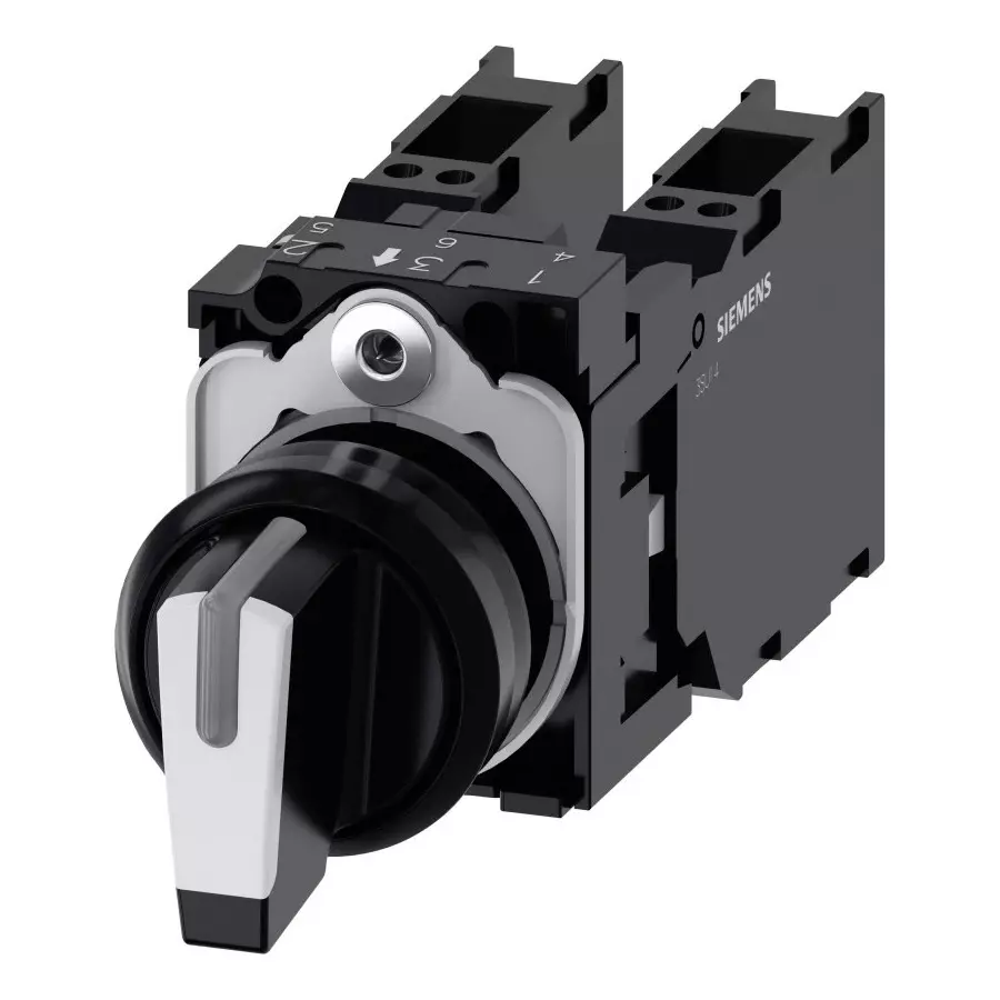 Siemens Selector Switch - Illuminated 3 Positions, 3SU1100-2BL60-3LA0