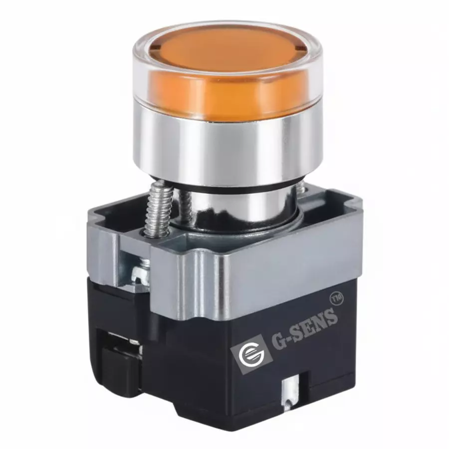 G-SENS Push Button Actuator 22.5 mm Round 230 V AC Amber, GESBE83C