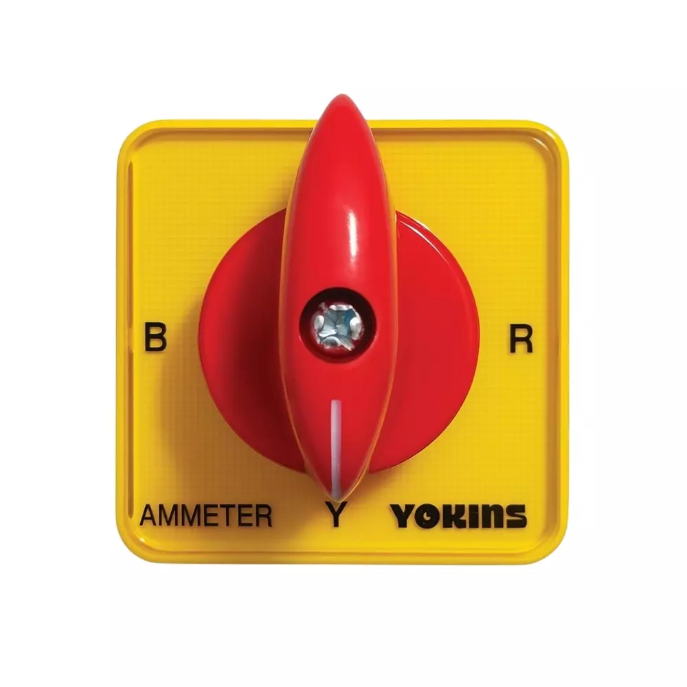 YOKINS Ammeter Selector Switch 6 A Current Rating 1 Pole 3 Way Yellow, YOK-RSASS