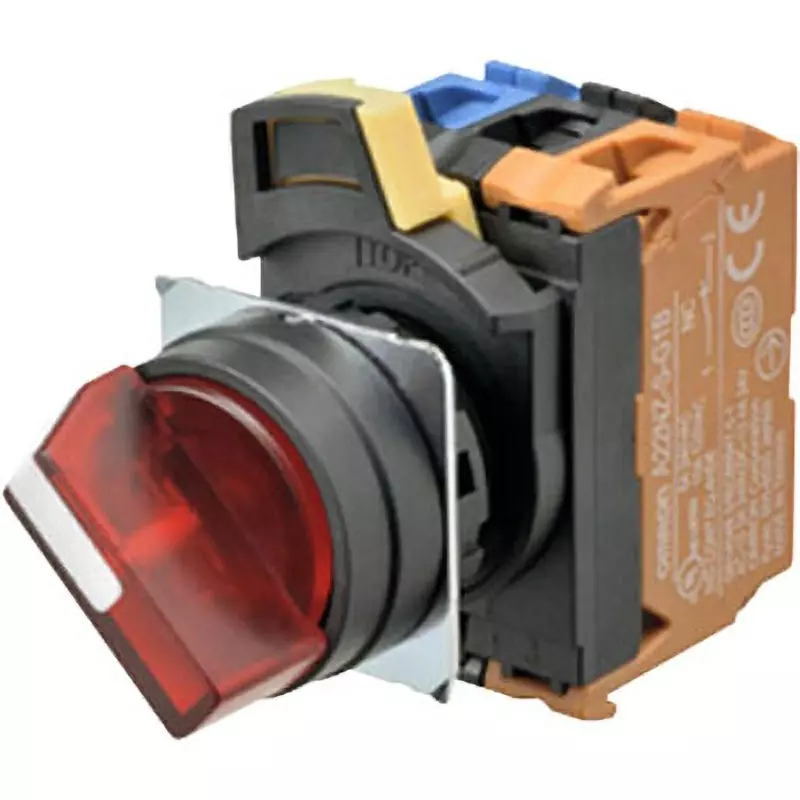 Omron Screw Terminal M3.5 Selector Switch Red LED 2 Notches 1A Contact Configuration With Φ22 mm Mounting Hole Diameter, A22NW-2BL-TRA-G100