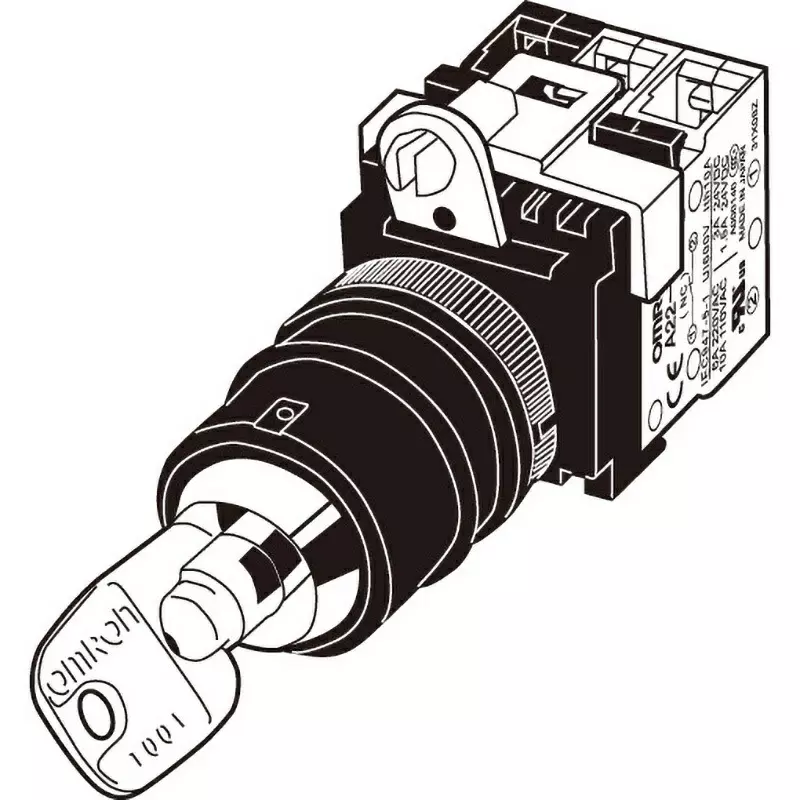 Omron Safety Key Selector Switch With Key, A22TK-2RR Series