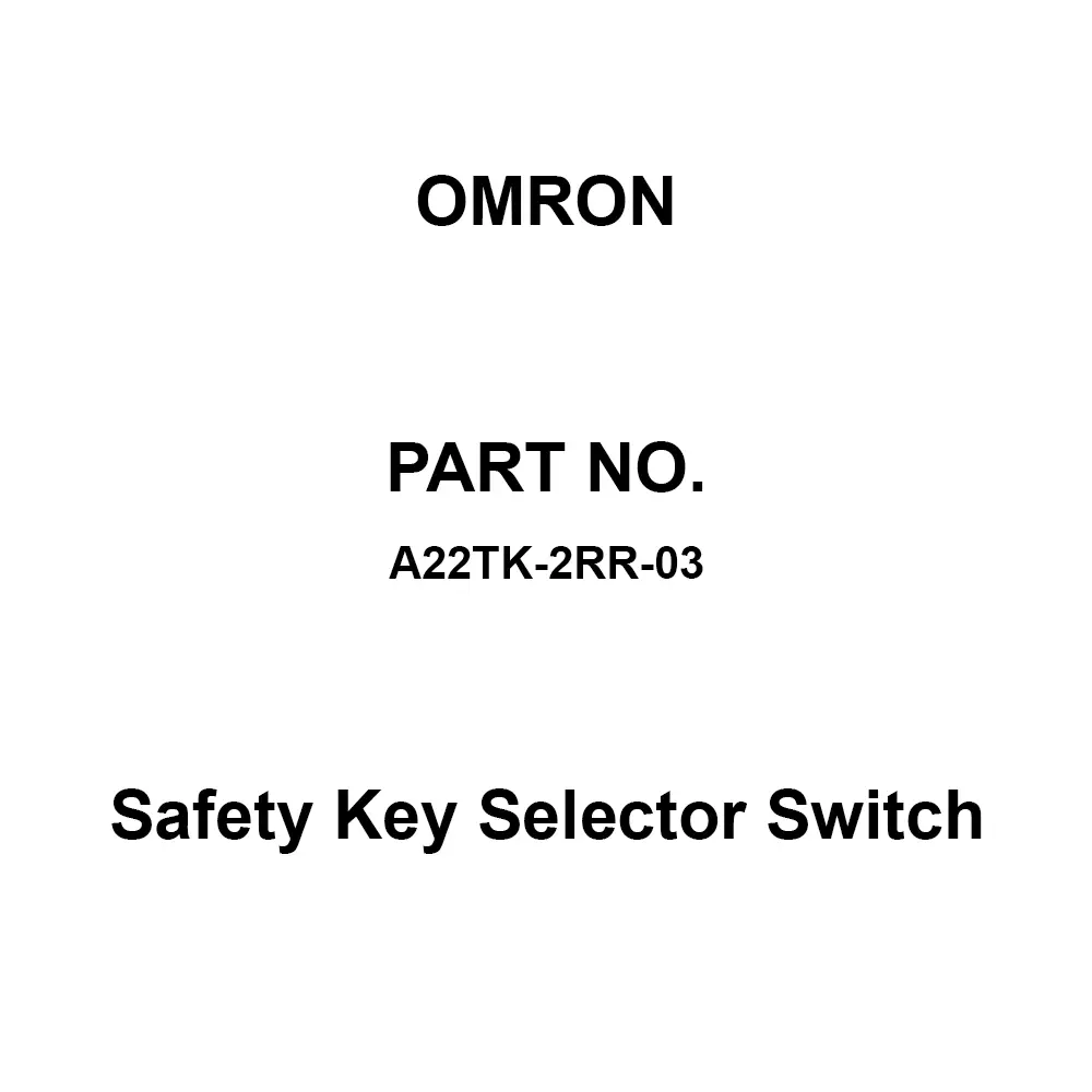 Omron Safety Key Selector Switch 3B Contact Configuration, A22TK-2RR-03
