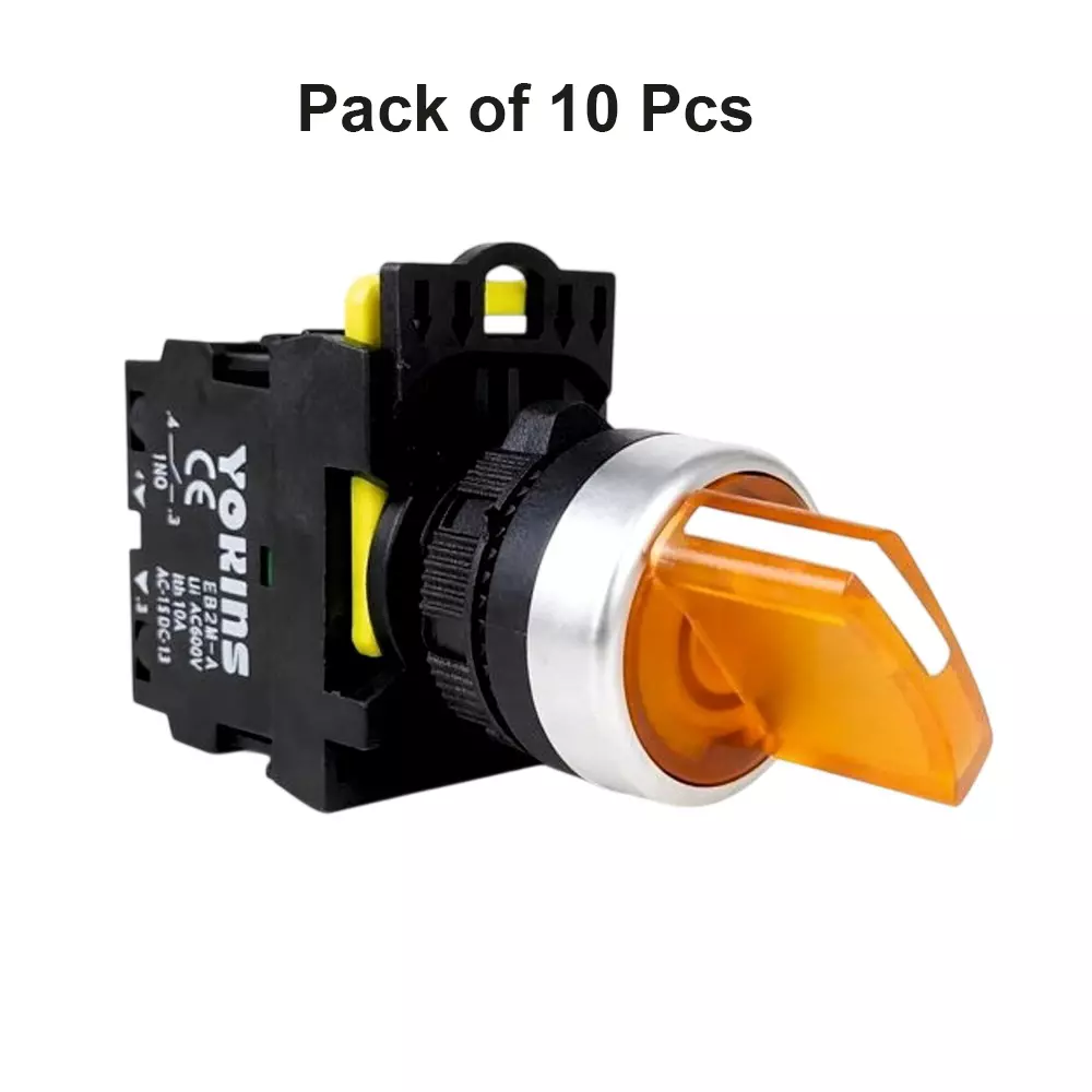 yokins-illuminated-selector-switch-3-way-2no-contact-22-mm-mounting-hole-diameter-220-v-ac-operating-voltage-yellow-eb2m-a-20xd-pack-of-10-pcs