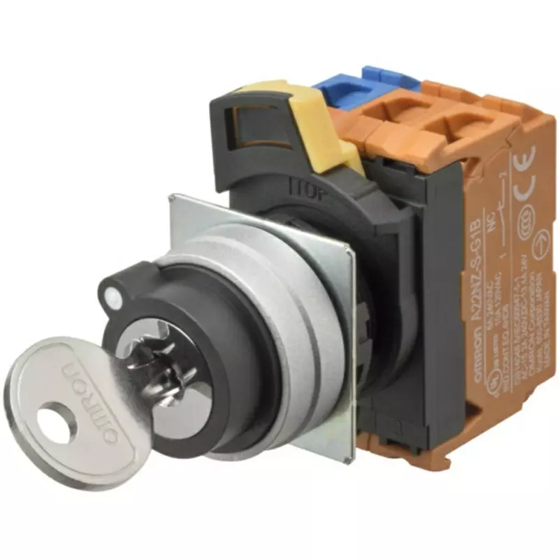 Omron Key Type Type Selector Switch 2 Notches 1A1B Φ22 mm Mounting Hole Diameter, A22NK-2ML-01BA-G102