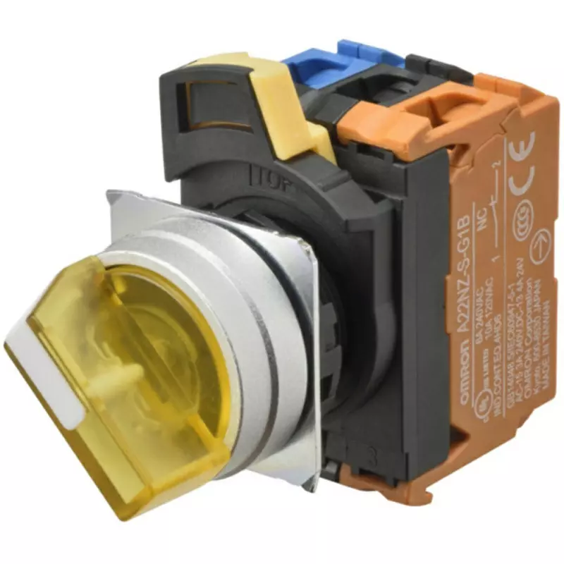 Omron Transparent Type Selector Switch 2 Notches 1B Φ22 mm Mounting Hole Diameter, A22NW-2ML-TYA-G002-YD