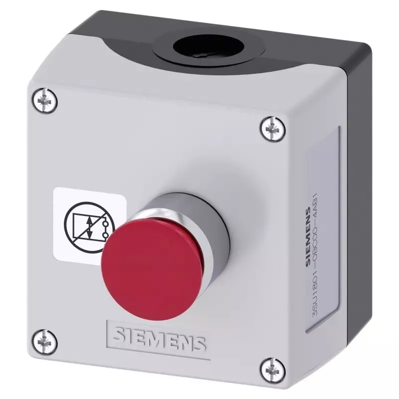 Siemens Latching Control Station Switch, Plastic, Red, IP66, IP67, IP69, 3SU1801-0BC00-4AB1