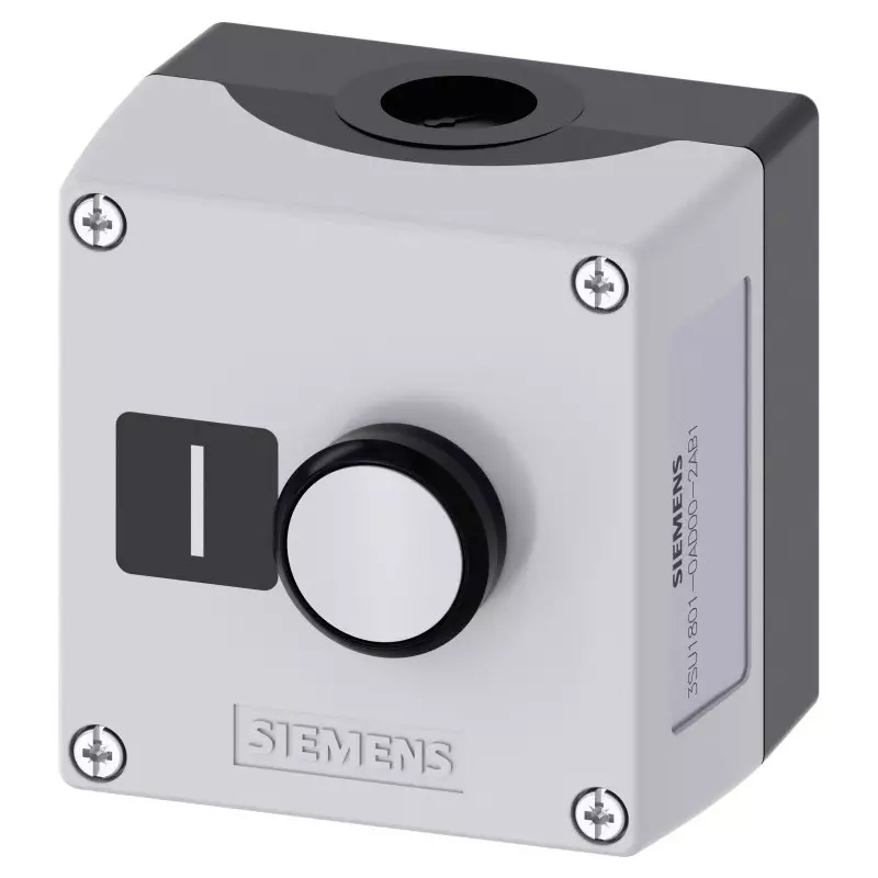 Siemens Push Lock Control Station Switch - 1 NO, Plastic, White, I, IP66, IP67, IP69, 3SU1801-0AD00-2AB1