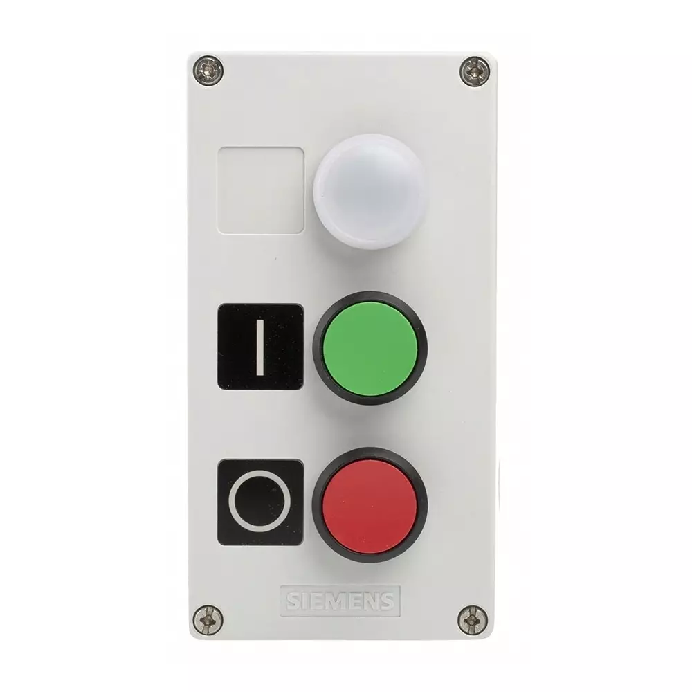 Siemens Enclosed Push Button - SPDT, Plastic, Green, Red, White, IP66, IP67, IP69, 3SU1803-0AB00-2AB1