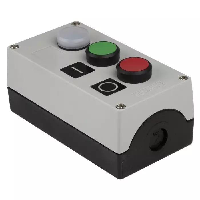 Siemens Enclosed Push Button - SPDT, Plastic, Green, Red, White, IP66, IP67, IP69, 3SU1803-0AB00-2AB1