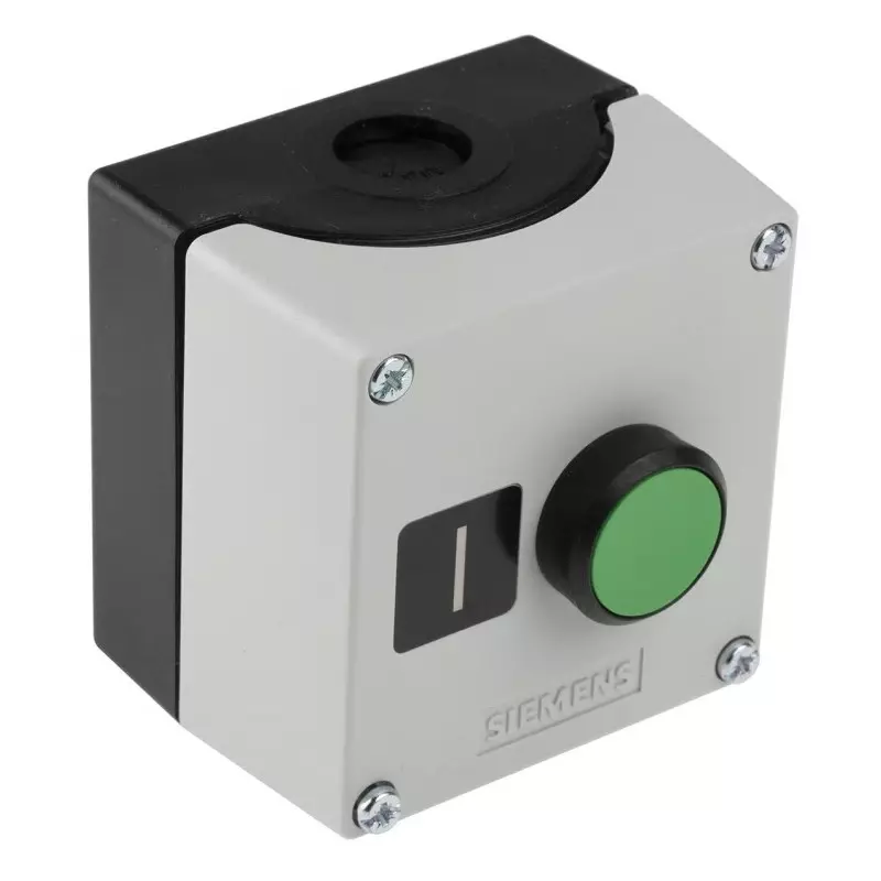 Siemens Push Button Control Station - SPST, Plastic, Green, I, IP66, IP67, IP69, 3SU1801-0AB00-2AB1