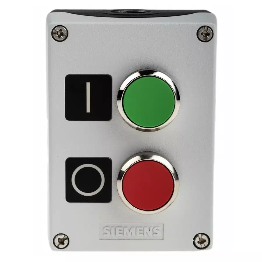 Siemens Enclosed Push Button - SPDT, Metal, Green, Red, IP66, IP67, IP69, 3SU1852-0AB00-2AB1