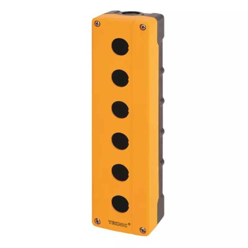 Teknic Control Stations 6 Way Yellow Cover / Black Housing 73 x 273 x 51 mm, 4006I10