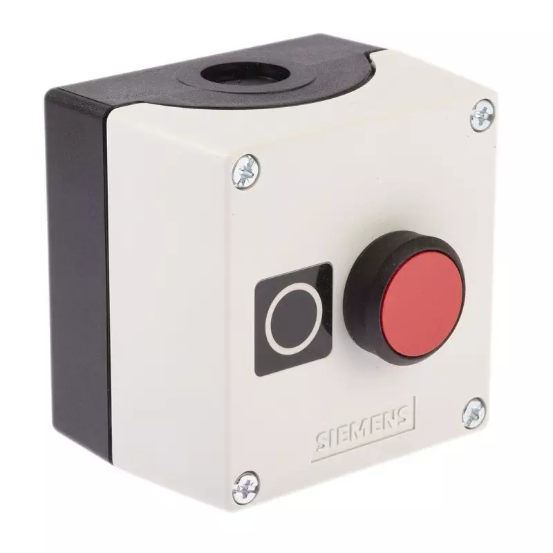 Siemens Enclosed Push Button - SPST, Plastic, Red, O, IP66, IP67, IP69, 3SU1801-0AC00-2AB1
