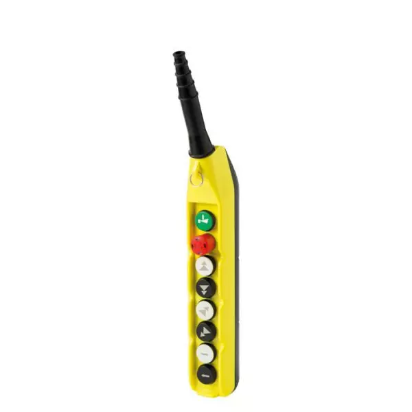 GIOVENZANA Push Button Pendent Station 8 Button 530 mm Black & Yellow Plastic for Industrial Use, PL08D4/E