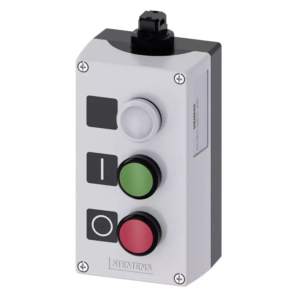 Siemens Control Station Switch, Metal, Green, Red, White, IP66, IP67, IP69, 3SU1803-0AB10-4HB1