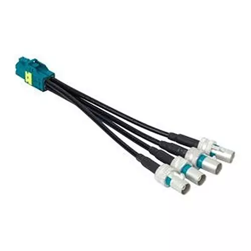 AMPHENOL RF Cbl, Mini Fakra Typ A Jack-4X Plug, 6", 095-820-243-006.