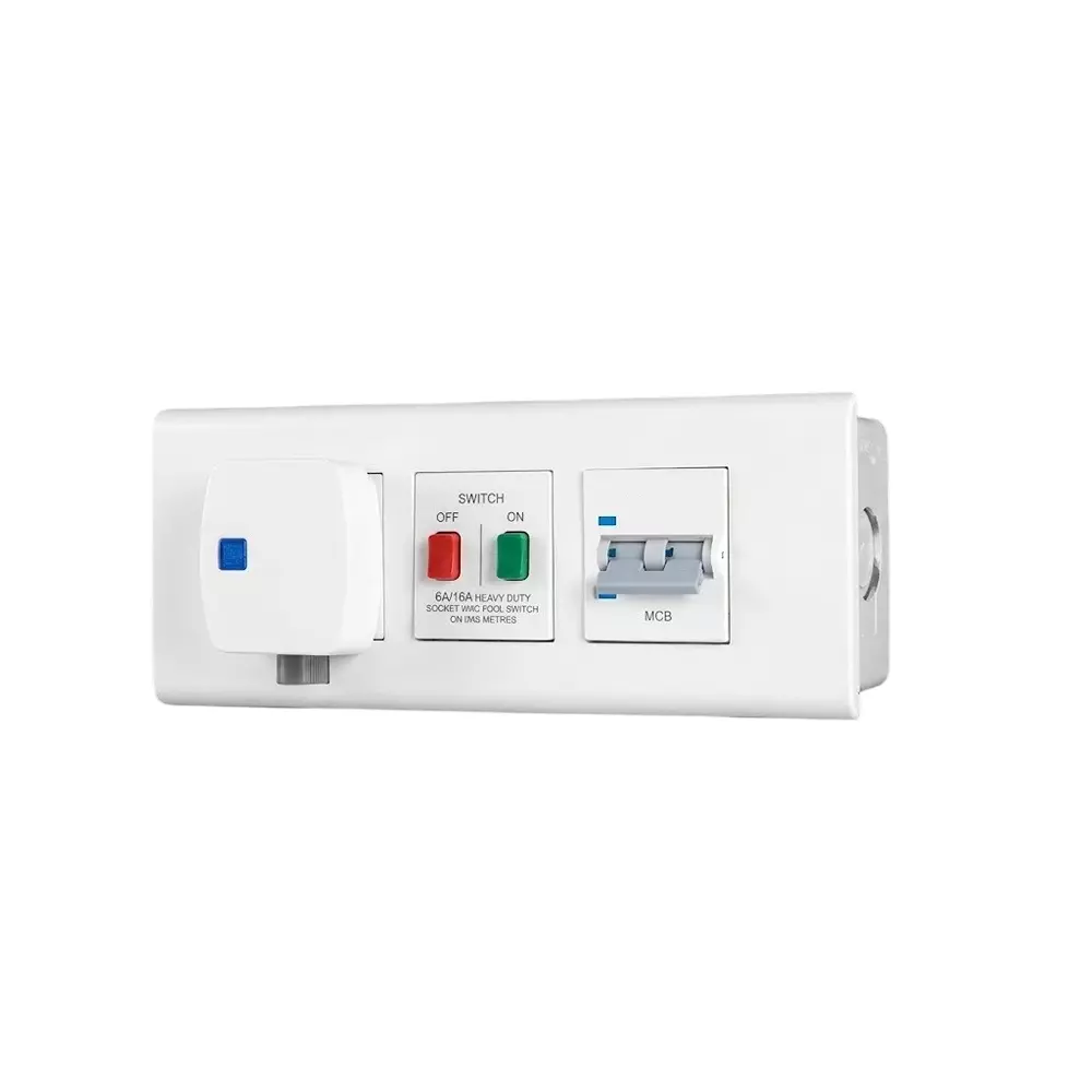 Havells 6 Module Combined Box With Double Pole MCB 6 A/16 A Heavy Duty Socket and Motor Starter, ACVCKSW062