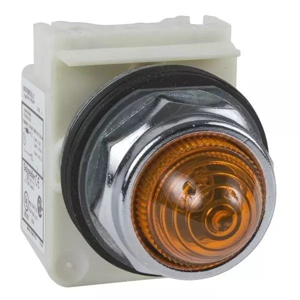 Schneider Electric Indicators Pilot Light Panel Mount for Pushbutton Switches, 9001KP38LYA9