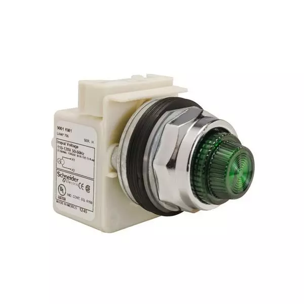 Schneider Electric Indicators Pilot Light Panel Mount 110 V AC/120 V AC Green for 30 mm Pushbutton Switches, 9001KP1G31