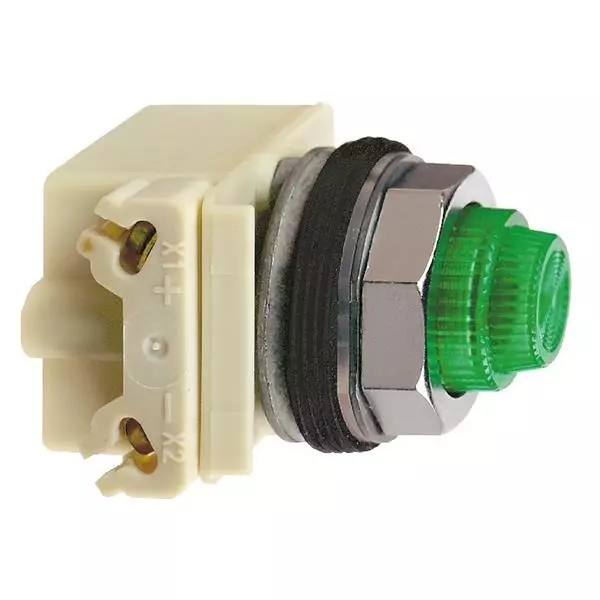 Schneider Electric Indicators Pilot Light Panel Mount for Pushbutton Switches, 9001KP38LGG31