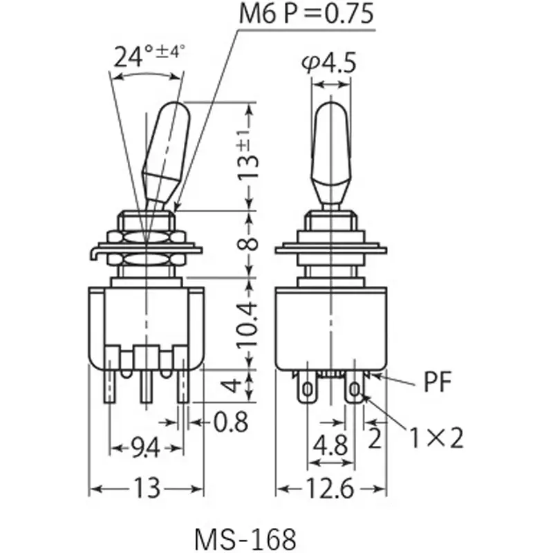 MIYAMA ELECTRIC Toggle Switch Double pole double throw ON-OFF-ON Switch Type, MS169-R