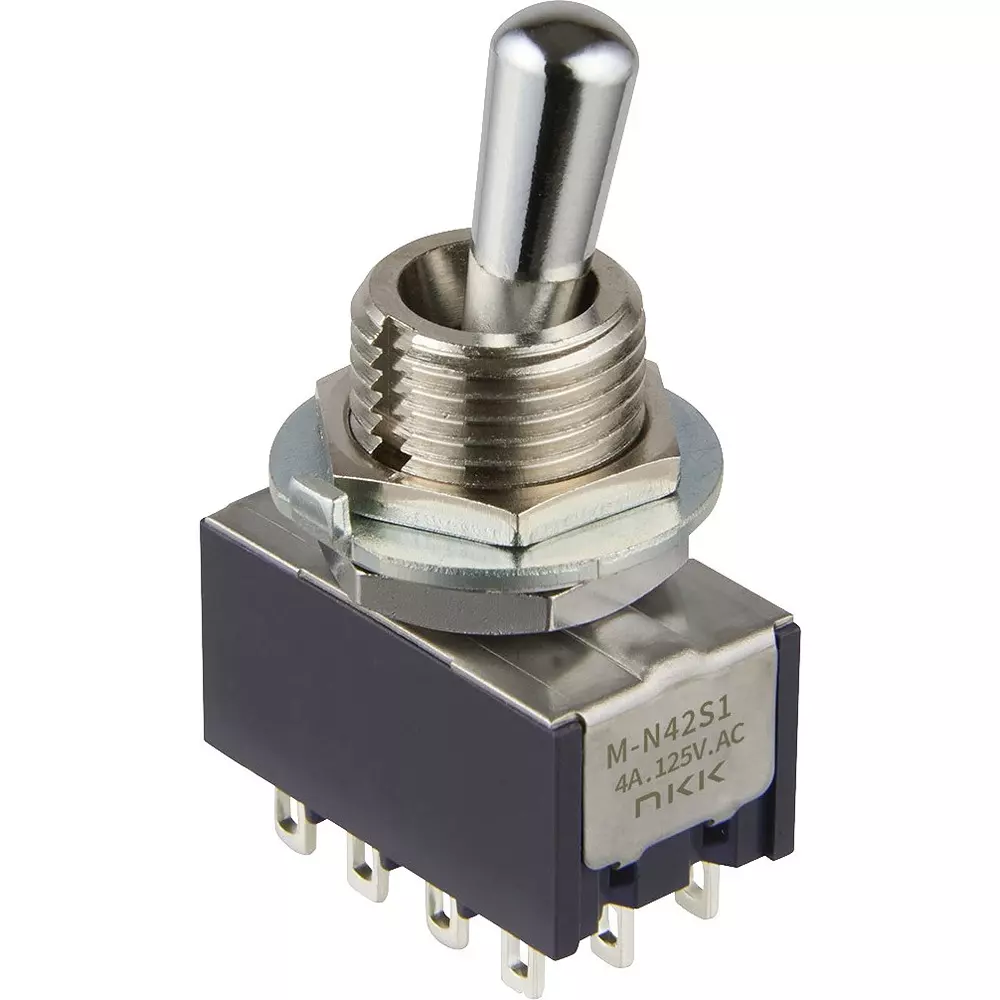 NKK SWITCHES Toggle Switch 4 Pole Large Bushing Mechanism, M-N43G4LB